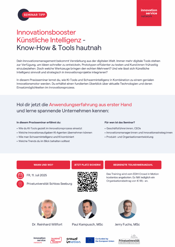 Innovation Booster: Künstliche Intelligenz – Know-how und Tools hautnah erleben